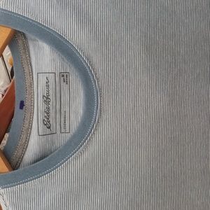 Eddie Bauer TEE blue and white stripped short sleeved cool and comfy tee